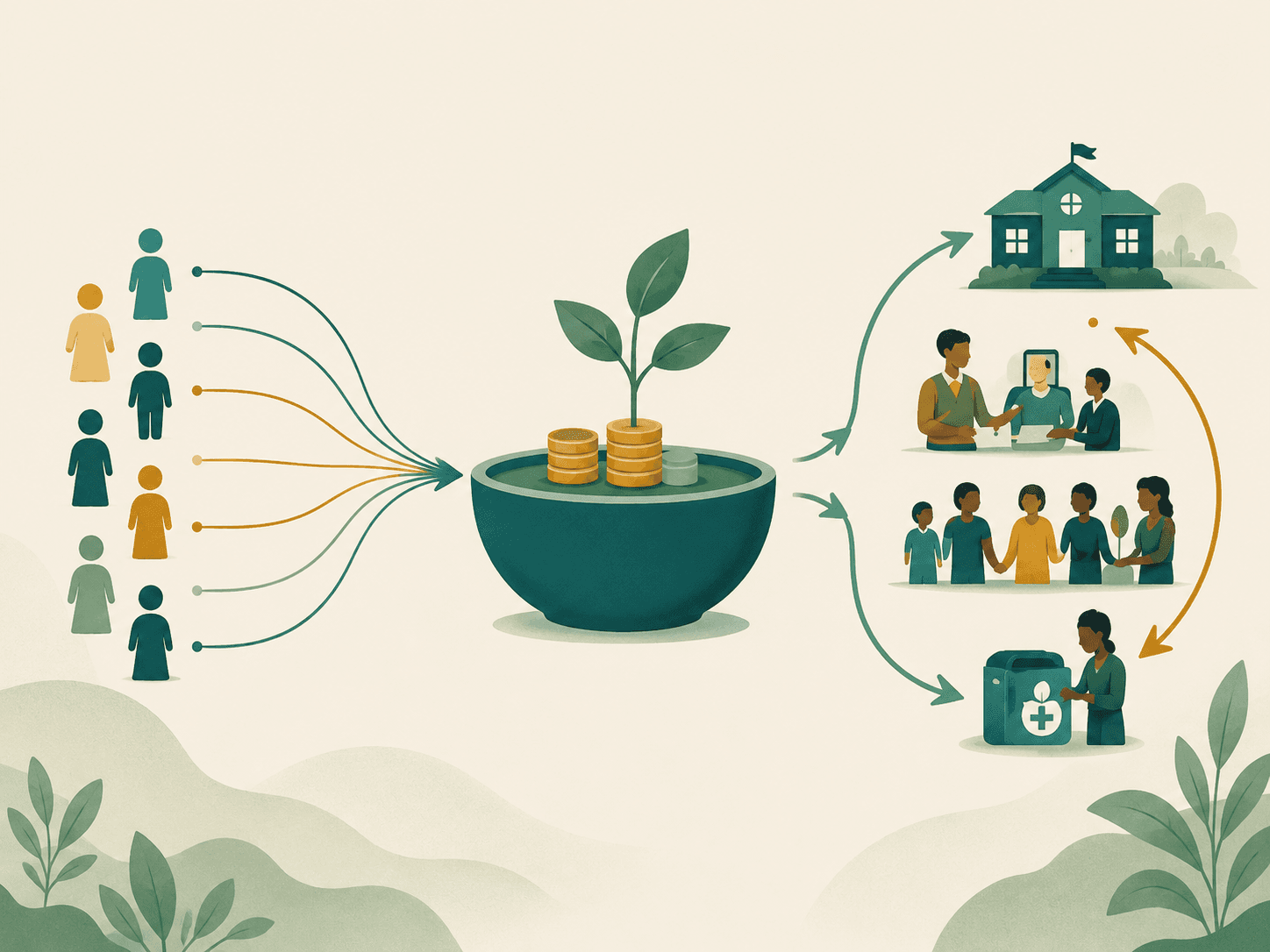 Diagram showing donations growing into recurring community support