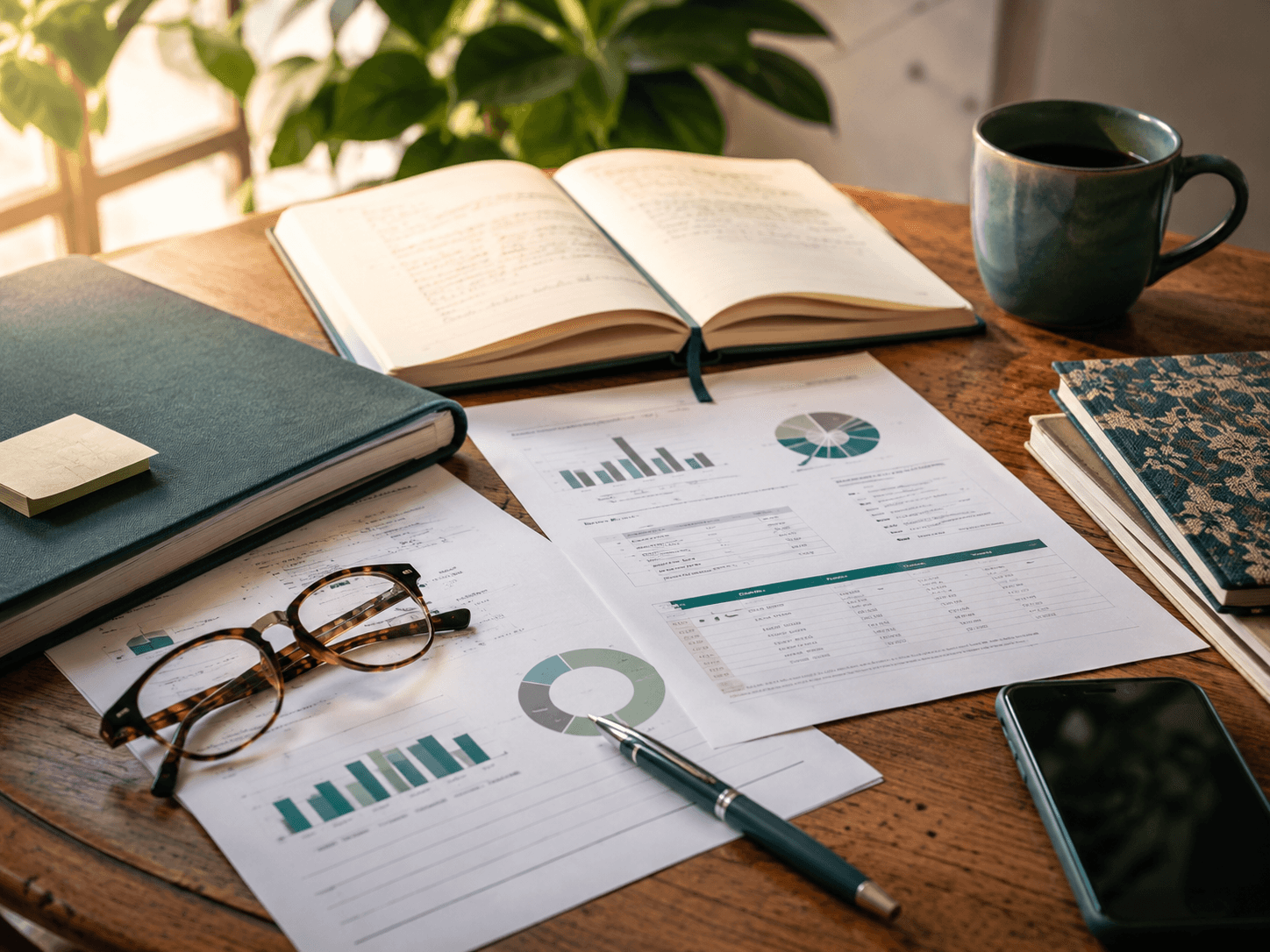 Reporting documents and impact summaries on a desk